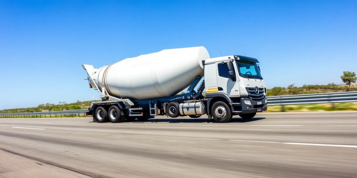 Concrete delivery truck on the road
